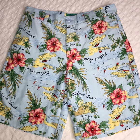 Liquid Flow shorts Hawaiian island pockets - Picture 1 of 8